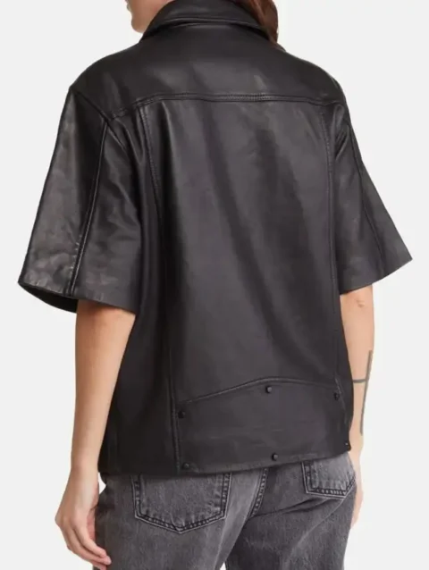 Short Sleeve Leather Motorcycle Jacket-1