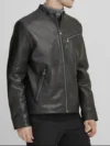 Leather Jacket with Zipper Pockets