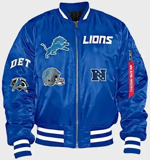 Detroit Lions Blue Bomber Jacket-1